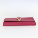 SAINT LAURENT Y line Clutch Bag Leather Pink Gold Auth 157239V-7