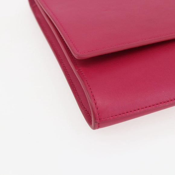 SAINT LAURENT Y line Clutch Bag Leather Pink Gold Auth 157239V
