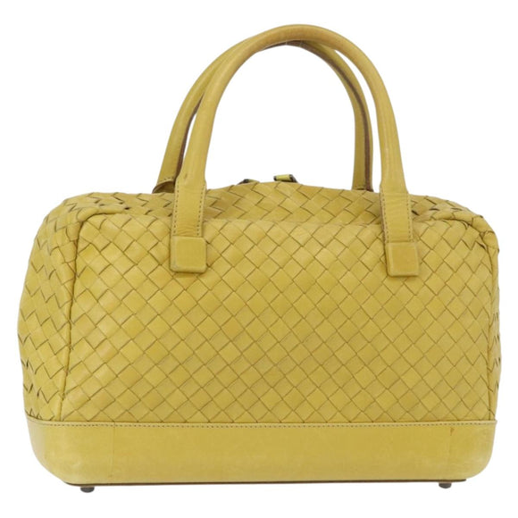 BOTTEGA VENETA INTRECCIATO Hand Bag Leather Yellow Silver Auth 157240