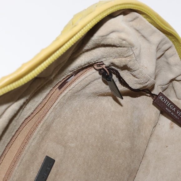 BOTTEGA VENETA INTRECCIATO Hand Bag Leather Yellow Silver Auth 157240