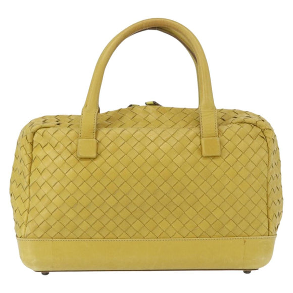 BOTTEGA VENETA INTRECCIATO Hand Bag Leather Yellow Silver Auth 157240