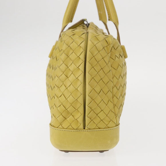BOTTEGA VENETA INTRECCIATO Hand Bag Leather Yellow Silver Auth 157240