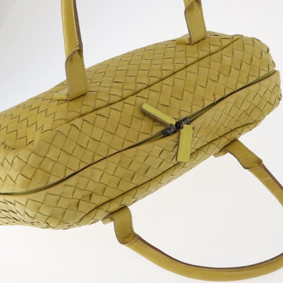 BOTTEGA VENETA INTRECCIATO Hand Bag Leather Yellow Silver Auth 157240