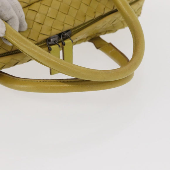 BOTTEGA VENETA INTRECCIATO Hand Bag Leather Yellow Silver Auth 157240