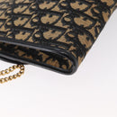 Christian Dior Trotter Canvas Chain Shoulder Bag Navy Gold Auth 157241-12