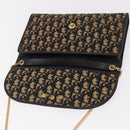 Christian Dior Trotter Canvas Chain Shoulder Bag Navy Gold Auth 157241-15