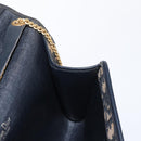 Christian Dior Trotter Canvas Chain Shoulder Bag Navy Gold Auth 157241-18
