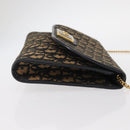 Christian Dior Trotter Canvas Chain Shoulder Bag Navy Gold Auth 157241-4