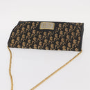 Christian Dior Trotter Canvas Chain Shoulder Bag Navy Gold Auth 157241-6