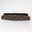 Christian Dior Trotter Canvas Chain Shoulder Bag Navy Gold Auth 157241-9