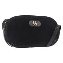 Christian Dior Shoulder Bag Suede Black Gold Auth 157242-1