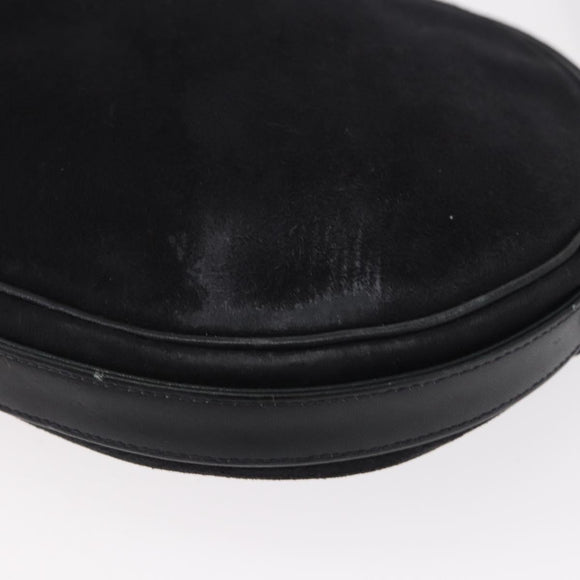 Christian Dior Shoulder Bag Suede Black Gold Auth 157242