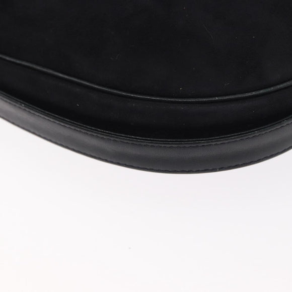 Christian Dior Shoulder Bag Suede Black Gold Auth 157242