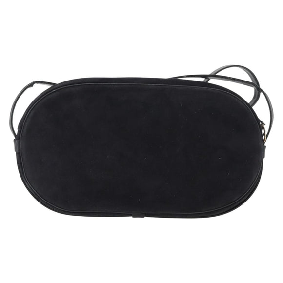 Christian Dior Shoulder Bag Suede Black Gold Auth 157242