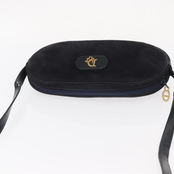 Christian Dior Shoulder Bag Suede Black Gold Auth 157242