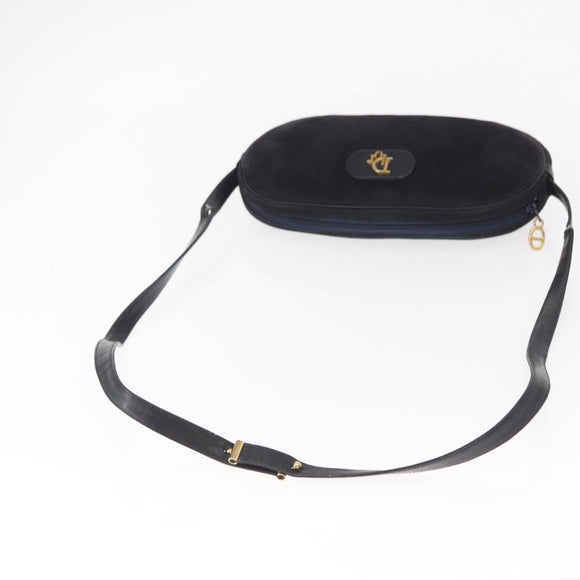 Christian Dior Shoulder Bag Suede Black Gold Auth 157242