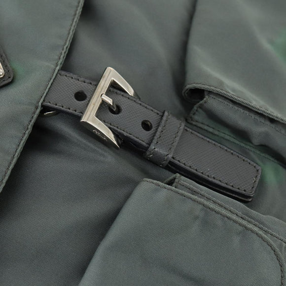 PRADA Backpack Nylon Green Silver Auth 157248