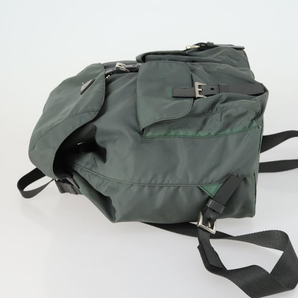 PRADA Backpack Nylon Green Silver Auth 157248
