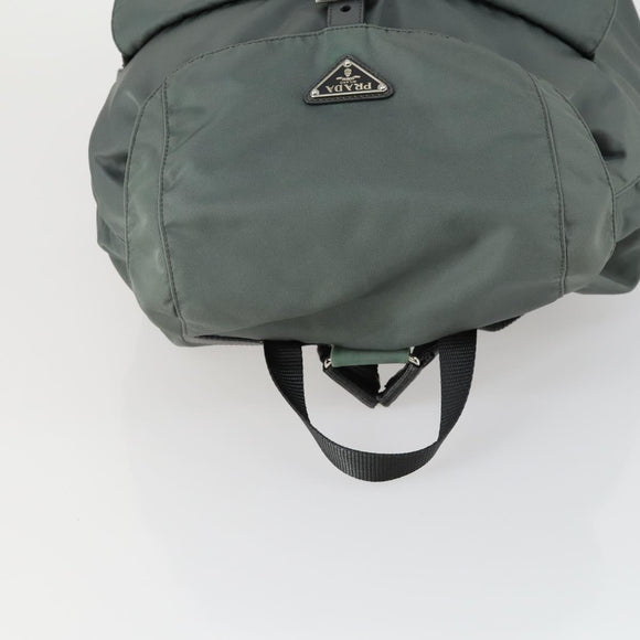 PRADA Backpack Nylon Green Silver Auth 157248