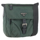 PRADA Shoulder Bag Nylon Green Silver Auth 157249-1