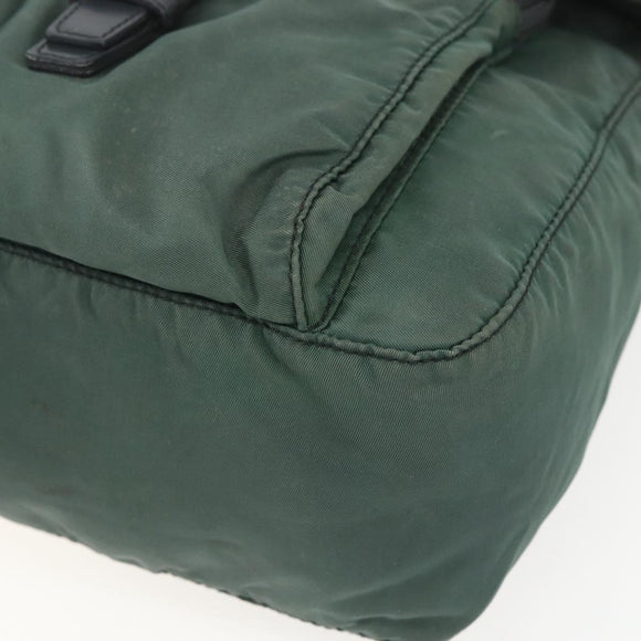 PRADA Shoulder Bag Nylon Green Silver Auth 157249