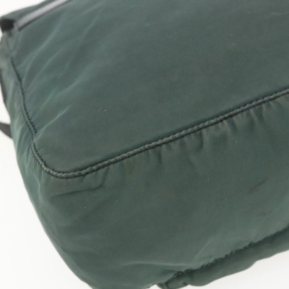 PRADA Shoulder Bag Nylon Green Silver Auth 157249