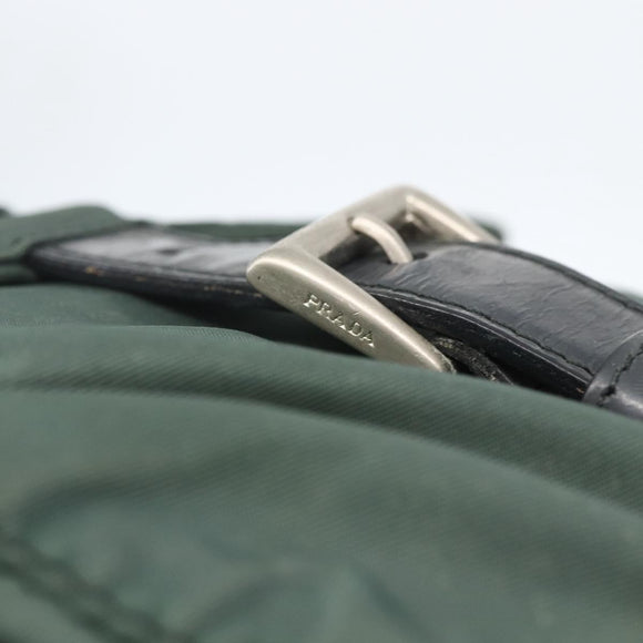 PRADA Shoulder Bag Nylon Green Silver Auth 157249