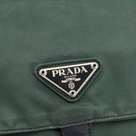 PRADA Shoulder Bag Nylon Green Silver Auth 157249