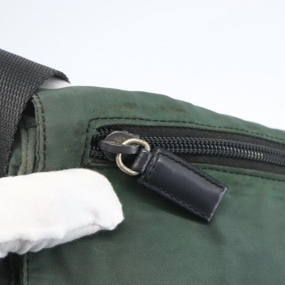 PRADA Shoulder Bag Nylon Green Silver Auth 157249