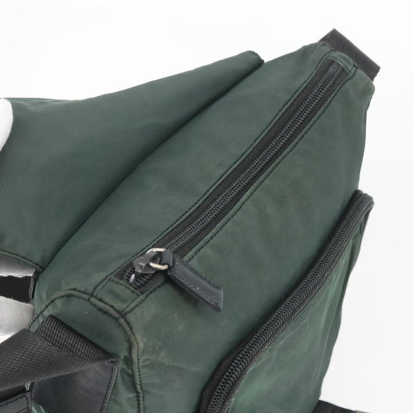 PRADA Shoulder Bag Nylon Green Silver Auth 157249