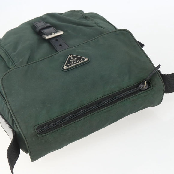 PRADA Shoulder Bag Nylon Green Silver Auth 157249