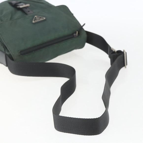 PRADA Shoulder Bag Nylon Green Silver Auth 157249