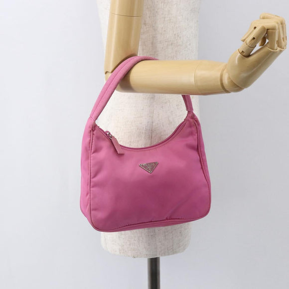 PRADA Hand Pouch Nylon Pink Auth 157250
