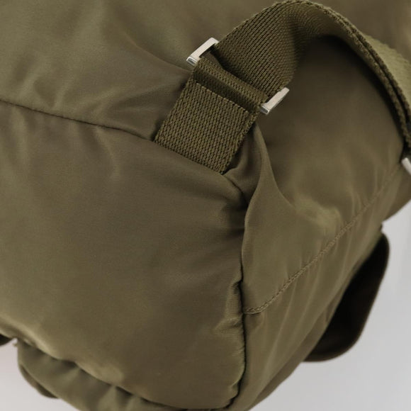 PRADA Backpack Nylon Green Silver Auth 157251
