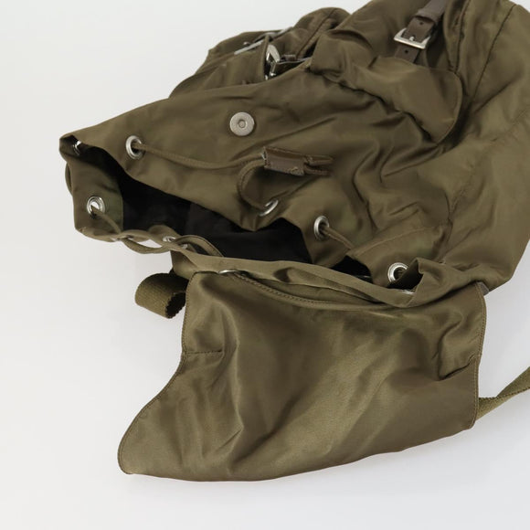 PRADA Backpack Nylon Green Silver Auth 157251