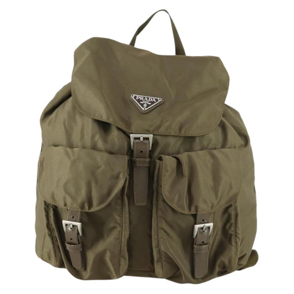 PRADA Backpack Nylon Green Silver Auth 157251