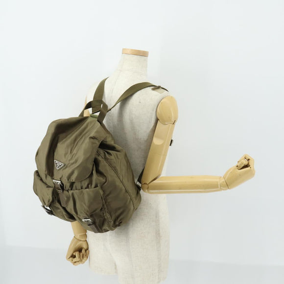 PRADA Backpack Nylon Green Silver Auth 157251