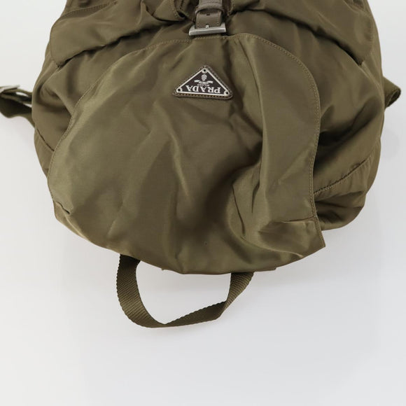 PRADA Backpack Nylon Green Silver Auth 157251