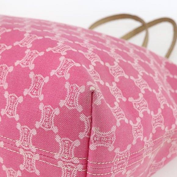 CELINE Paris Macadam Tote Bag Denim Pink Gold Auth 157252