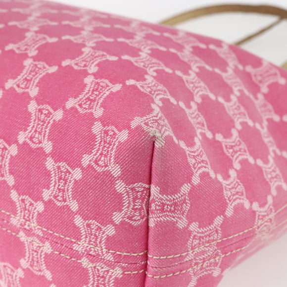 CELINE Paris Macadam Tote Bag Denim Pink Gold Auth 157252