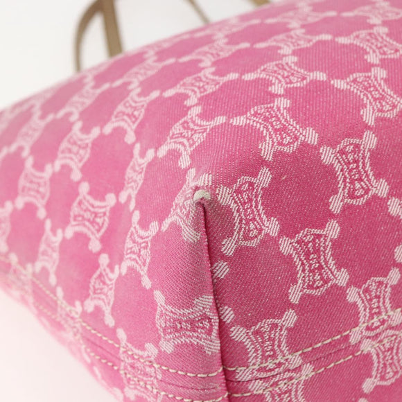 CELINE Paris Macadam Tote Bag Denim Pink Gold Auth 157252