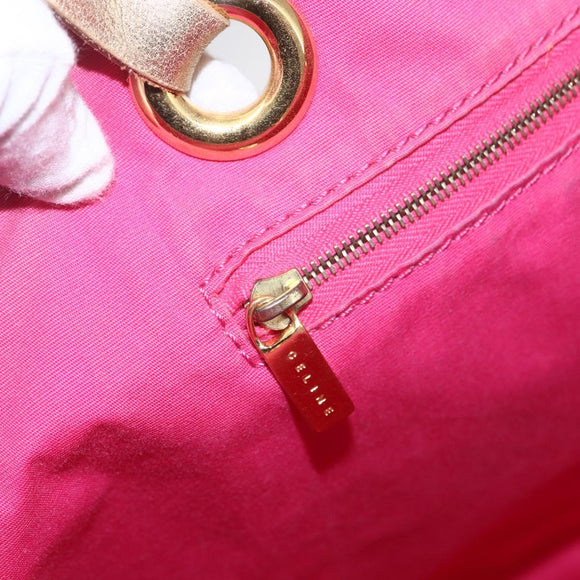 CELINE Paris Macadam Tote Bag Denim Pink Gold Auth 157252