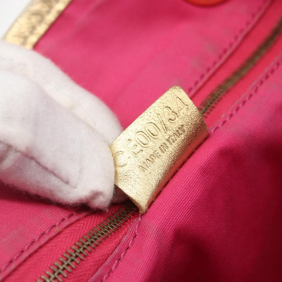 CELINE Paris Macadam Tote Bag Denim Pink Gold Auth 157252