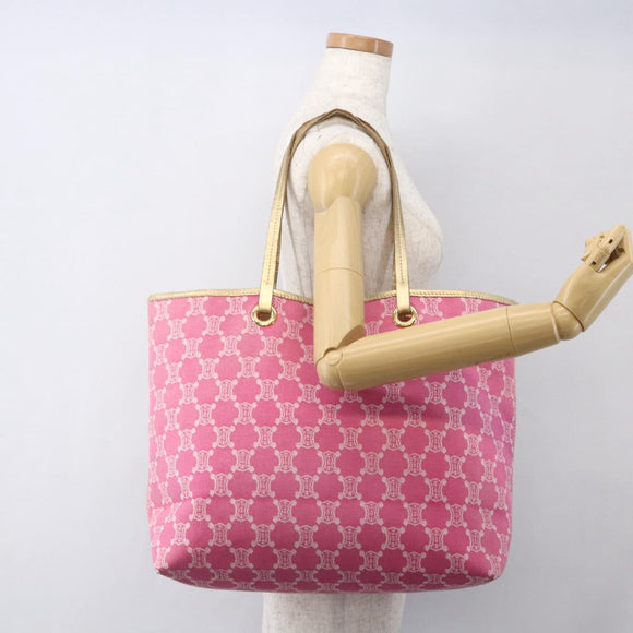 CELINE Paris Macadam Tote Bag Denim Pink Gold Auth 157252