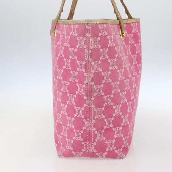 CELINE Paris Macadam Tote Bag Denim Pink Gold Auth 157252