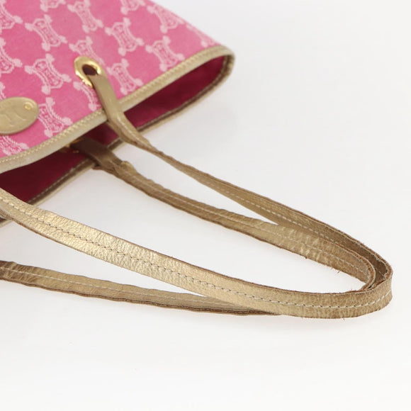 CELINE Paris Macadam Tote Bag Denim Pink Gold Auth 157252