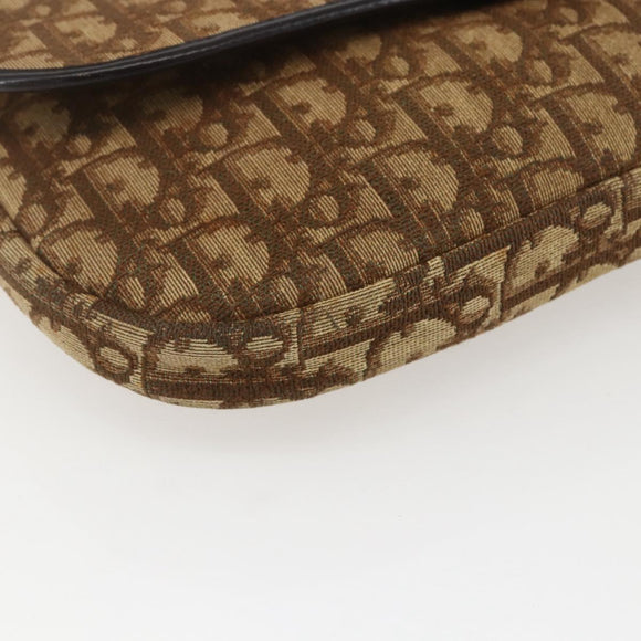 Christian Dior Trotter Canvas Shoulder Bag Beige Gold Auth 157258