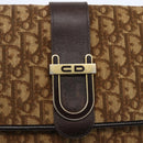 Christian Dior Trotter Canvas Shoulder Bag Beige Gold Auth 157258-14