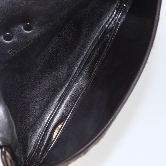 Christian Dior Trotter Canvas Shoulder Bag Beige Gold Auth 157258