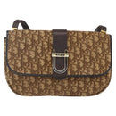 Christian Dior Trotter Canvas Shoulder Bag Beige Gold Auth 157258-2